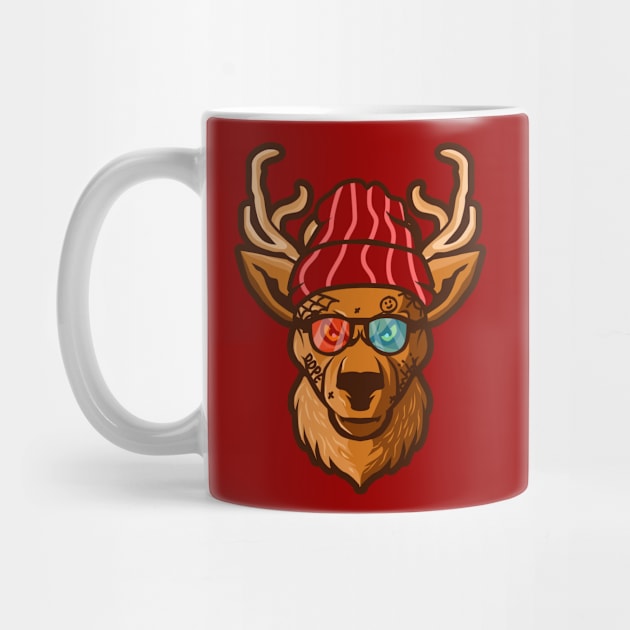 Funny Hipster Deer Head by SLAG_Creative